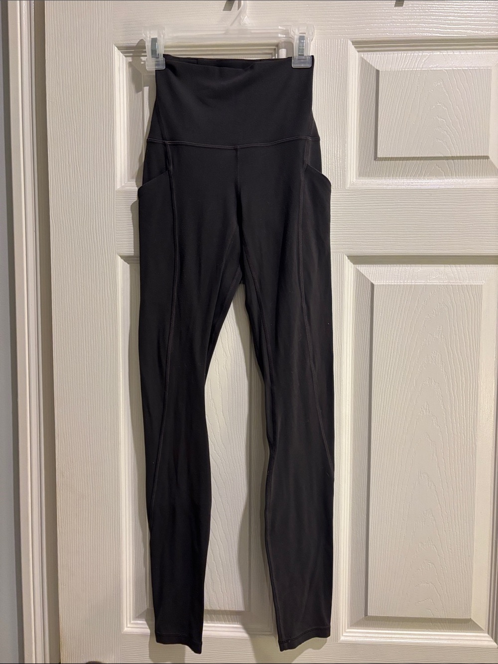 lululemon athletica Black/gray High-Waist Leggings with Side Pockets Size 0